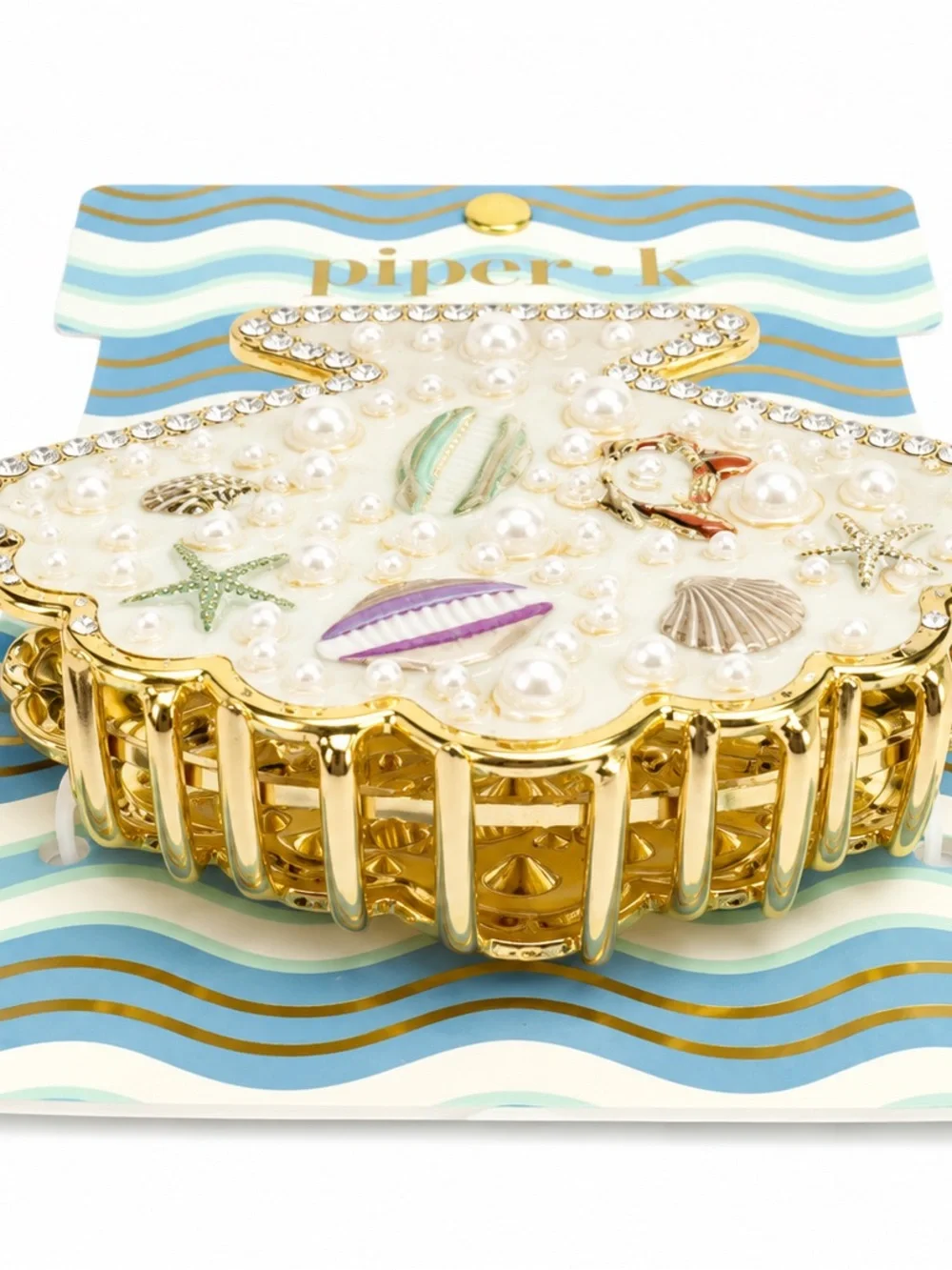 NWT Piper·k Pearl & Shell Clam Shell Hair Clip
